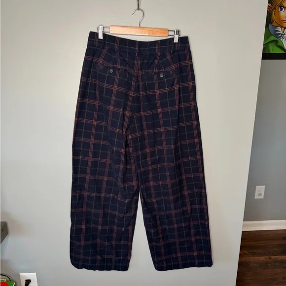 Madewell Corduroy Pleated Wide-Leg Pants in Windowpane - Blue Multi Plaid - Picture 4 of 11